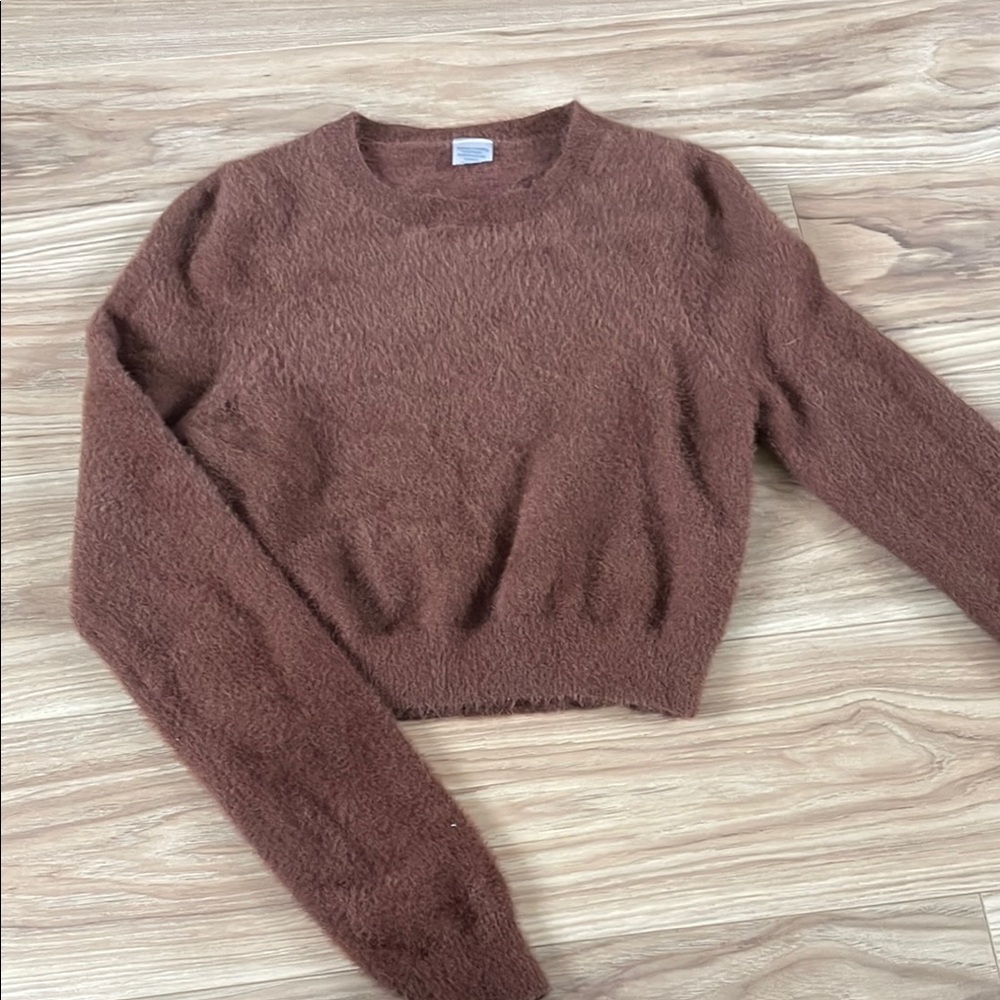 Kittenish Cozy Brown Cropped Sweater
